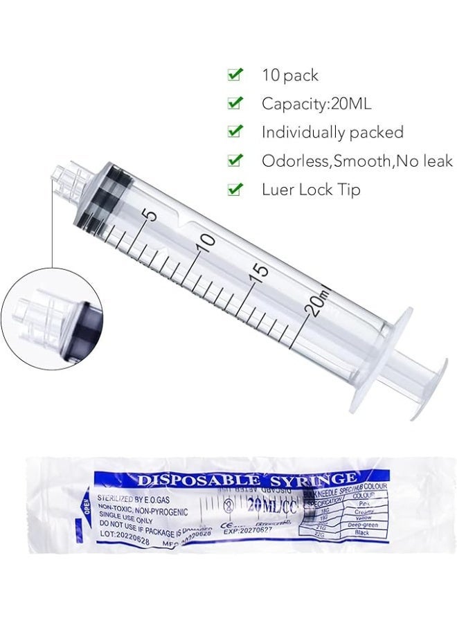 Protect 20mL Luer Lock Syringe Sterile Individually Sealed Without Needle | Medical Grade Plastic Disposable Syringe | Leak-Proof Luer Lock Tip for Laboratory, Medical & Industrial Use - Image 3