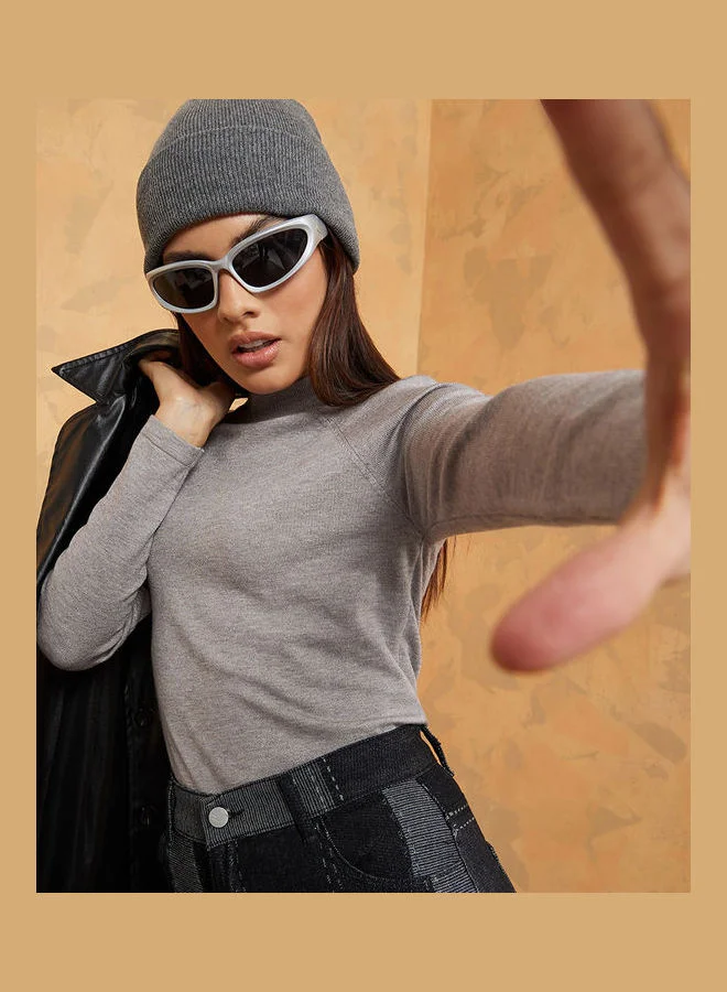 Styli Regular Length High Neck Fitted Sweater