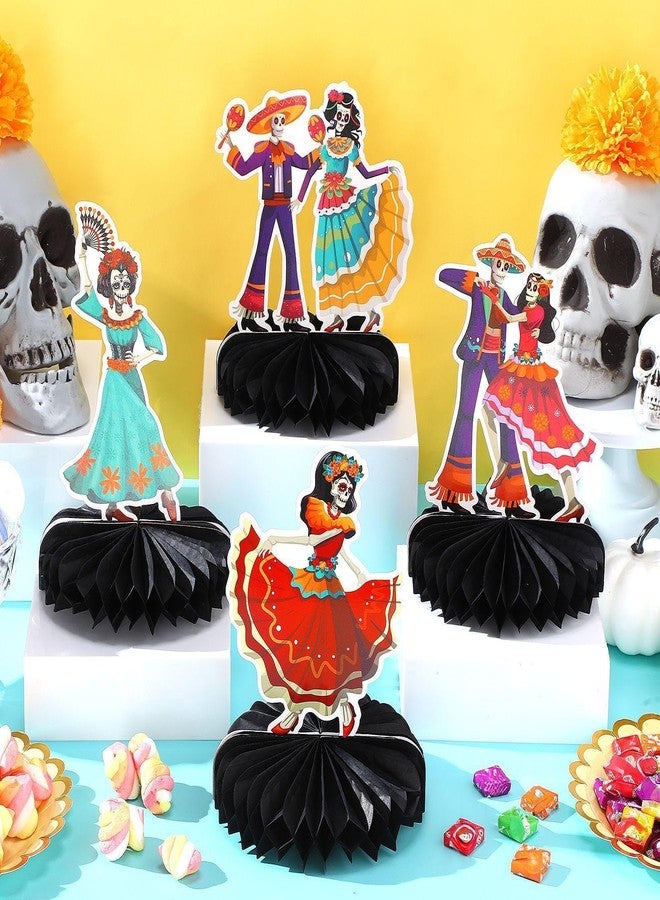 Containlol 9 Pcs Dia De Los Muertos Decorations Day of The Dead Honeycomb Centerpieces Sugar Skull Table Decorations Day of The Dead Party Decorations for Halloween Dia De Los Muertos Party Supplies - Image 5