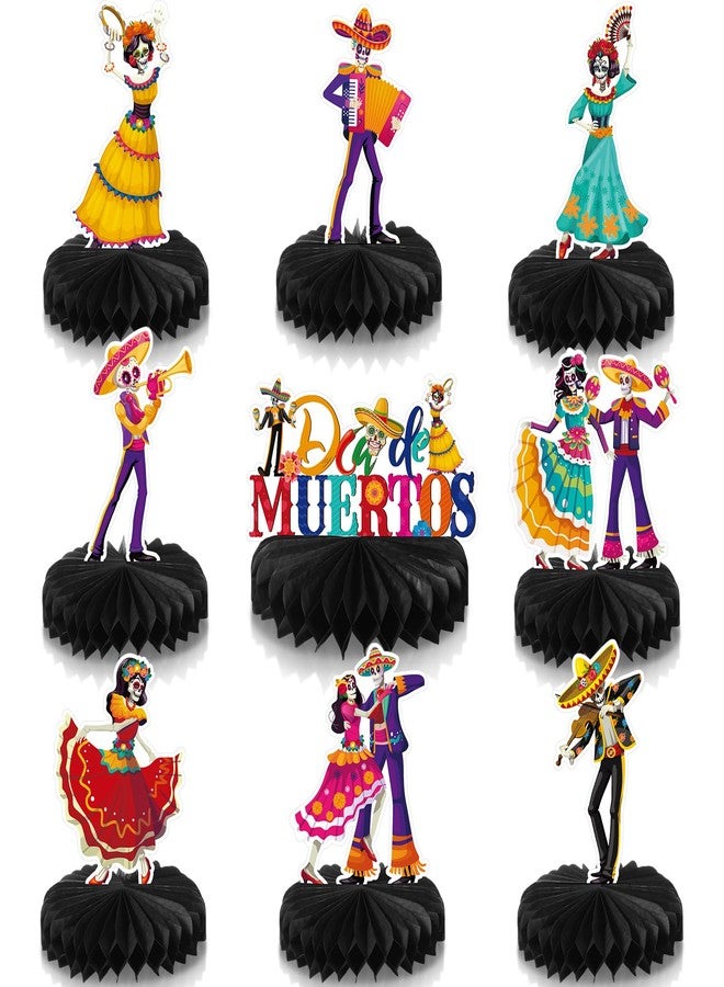 Containlol 9 Pcs Dia De Los Muertos Decorations Day of The Dead Honeycomb Centerpieces Sugar Skull Table Decorations Day of The Dead Party Decorations for Halloween Dia De Los Muertos Party Supplies - Image 1