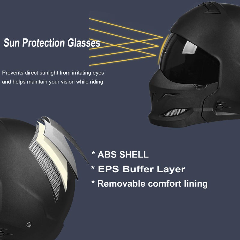 BwondMand Full Face Motorcycle Helmet with Removable Mask Motocross Helmet 3/4 Face Helmet for Bike UTV ATV Cruiser Scooter DOT Approved - Image 2