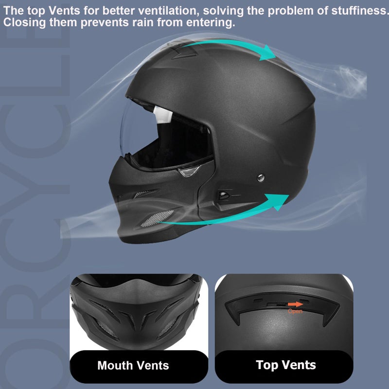 BwondMand Full Face Motorcycle Helmet with Removable Mask Motocross Helmet 3/4 Face Helmet for Bike UTV ATV Cruiser Scooter DOT Approved - Image 4