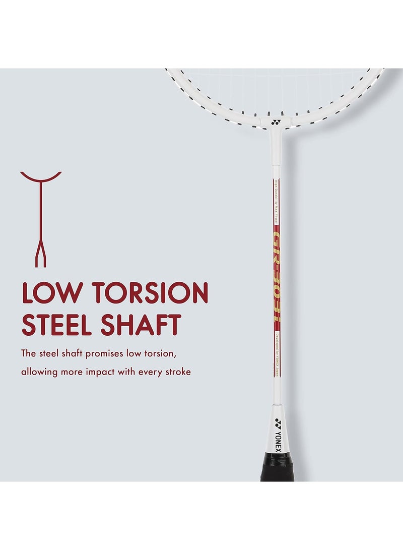 يونيكس مضرب تنس الريشة YONEX GR 303i من الألومنيوم الفضي مع غطاء كامل - Image 3