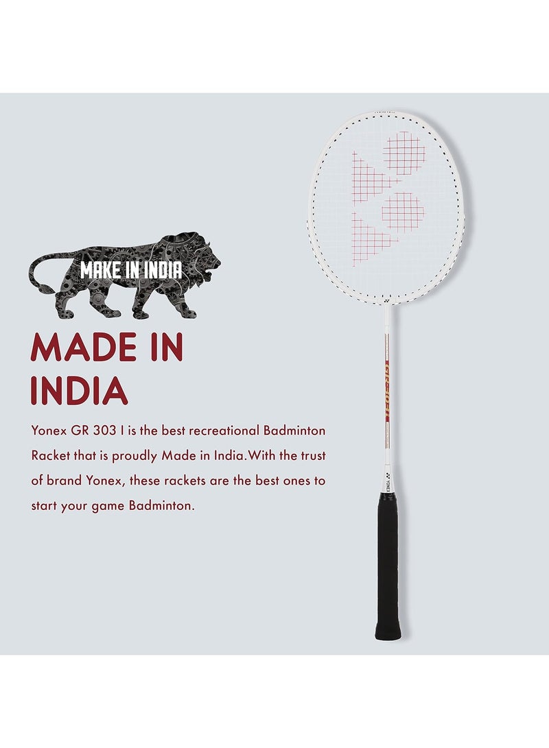 يونيكس مضرب تنس الريشة YONEX GR 303i من الألومنيوم الفضي مع غطاء كامل - Image 5