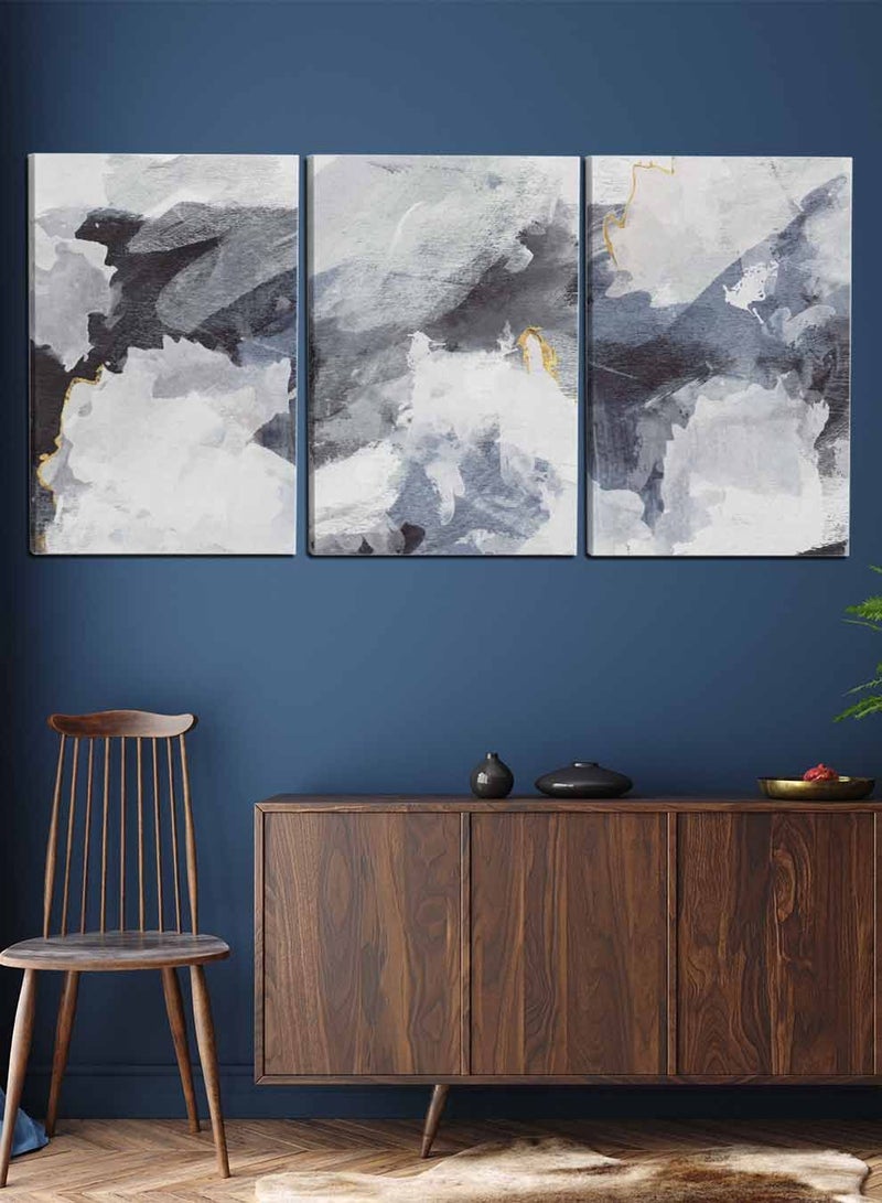 لوحة طقم من ٣ لوحات كانفاس على إطار خشبي، تصميم رسم بالألوان المائية، للمنزل، غرفة المعيشة، المكتب، الديكور - Image 1