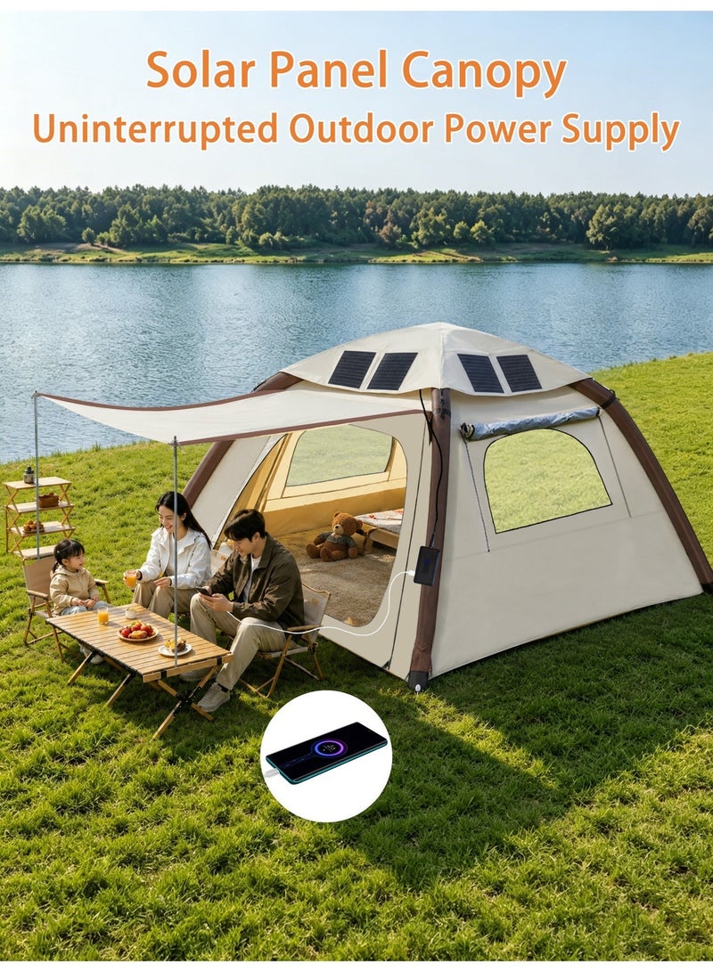 MWS-ForCamping MWS‑ForCamping Solar‑Powered Auto‑Inflating Camping Tent for 4 Person, Waterproof & UV‑Resistant Family Tent with 52W Solar Panel & Built‑in Air Pump, Portable for Outdoor Beach Picnic - Image 3