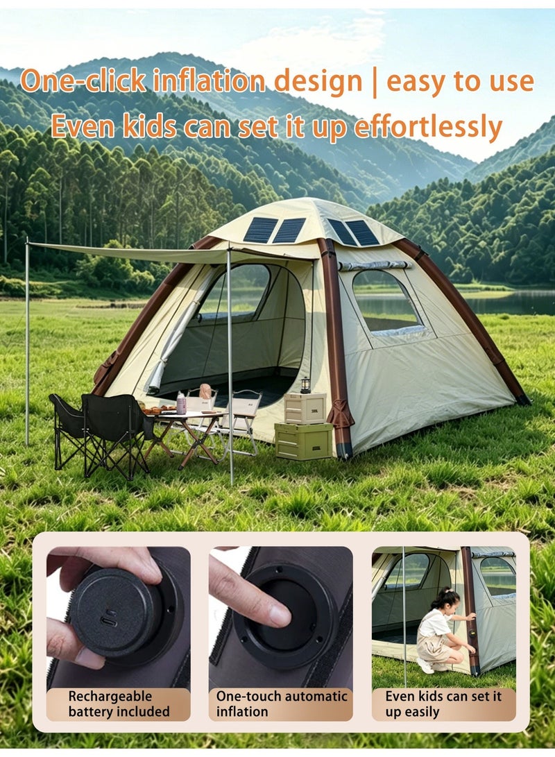 MWS-ForCamping MWS‑ForCamping Solar‑Powered Auto‑Inflating Camping Tent for 4 Person, Waterproof & UV‑Resistant Family Tent with 52W Solar Panel & Built‑in Air Pump, Portable for Outdoor Beach Picnic - Image 2