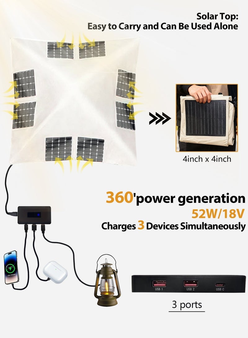 MWS-ForCamping MWS‑ForCamping Solar‑Powered Auto‑Inflating Camping Tent for 4 Person, Waterproof & UV‑Resistant Family Tent with 52W Solar Panel & Built‑in Air Pump, Portable for Outdoor Beach Picnic - Image 4