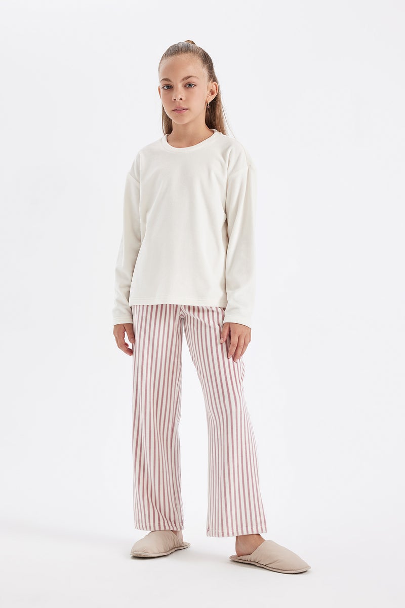 DeFacto Girl Long Sleeve Fleece 2 Piece Pajama Set - Image 1