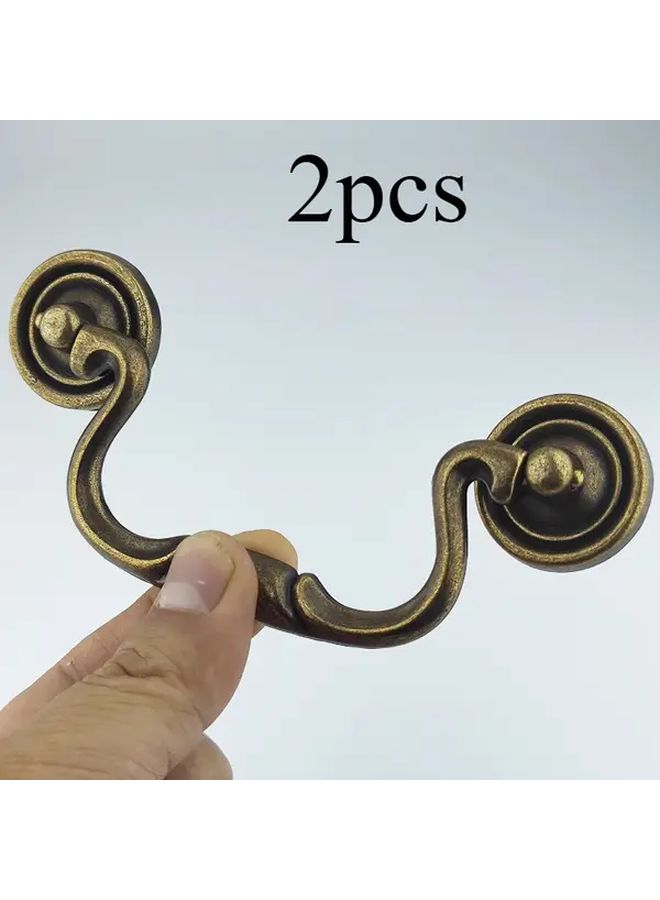 2pcs Antique Bronze Drawer Handles Vintage Cabinet Pulls Swirl Design - Image 1