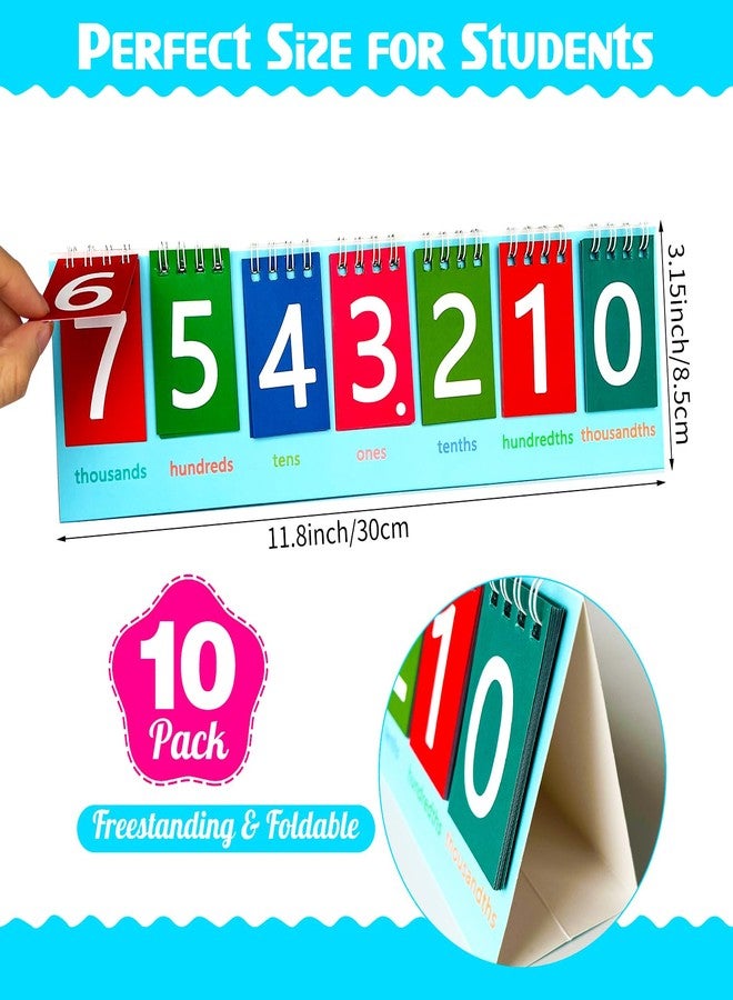 LAIAMER 10 Pack Student Place Value Flip Chart Double-Sided with Whole Numbers and Decimals 1st 2nd 3rd Grade Math Learning Tool to Count by Ones, Tens, Hundreds, Thousands and Millions Classroom Must Haves - Image 3