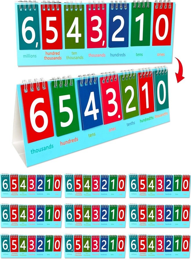 LAIAMER 10 Pack Student Place Value Flip Chart Double-Sided with Whole Numbers and Decimals 1st 2nd 3rd Grade Math Learning Tool to Count by Ones, Tens, Hundreds, Thousands and Millions Classroom Must Haves - Image 1