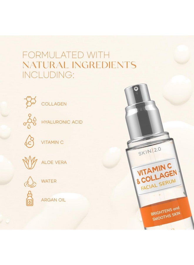 Skin 2.0 C & Collagen Serum & Day Cream Value Set - Dermatologist Tested Korean Skin Care For Dark Spots & Brightening - Anti Aging Acne Facial Serum - Cruelty Free - For All Skin Types - By Skin 2.0