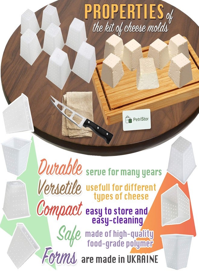 بتريستور 7 قطع من قوالب الجبن الصغيرة الهرمية سعة 0.45 لتر - قالب جبن طري لصنع الجبن - لوازم صنع الجبن المنزلي - قالب جبن كريمي - قوالب جبن طازج منزلي الصنع - سلة صنع جبن الفيتا - Image 2