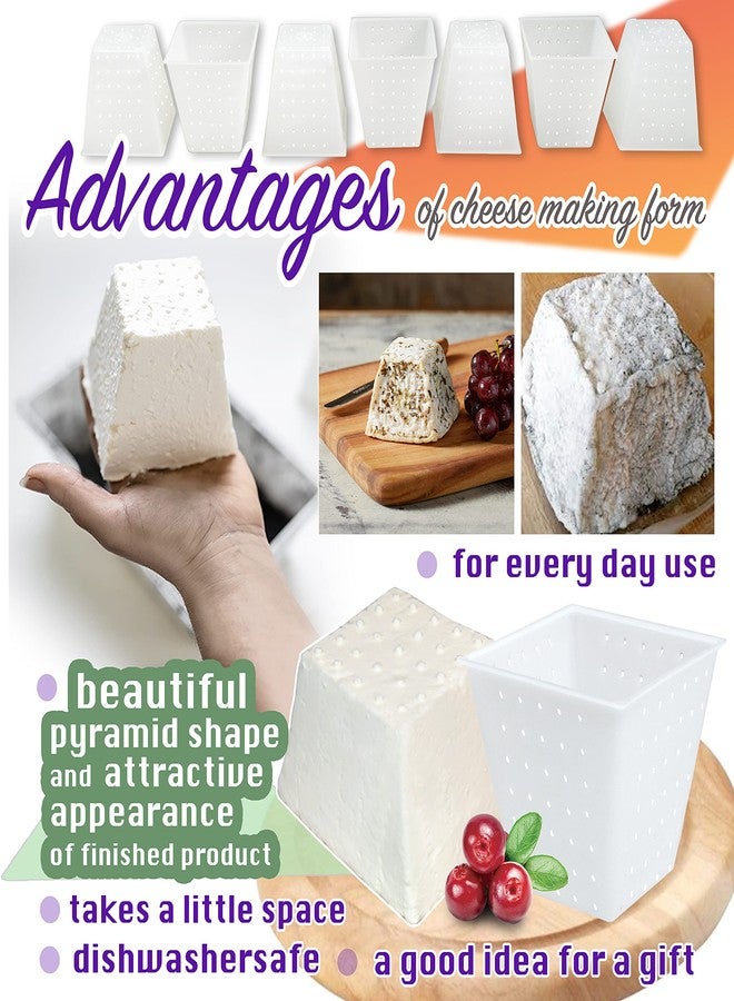 بتريستور 7 قطع من قوالب الجبن الصغيرة الهرمية سعة 0.45 لتر - قالب جبن طري لصنع الجبن - لوازم صنع الجبن المنزلي - قالب جبن كريمي - قوالب جبن طازج منزلي الصنع - سلة صنع جبن الفيتا - Image 4