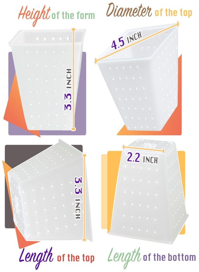 بتريستور 7 قطع من قوالب الجبن الصغيرة الهرمية سعة 0.45 لتر - قالب جبن طري لصنع الجبن - لوازم صنع الجبن المنزلي - قالب جبن كريمي - قوالب جبن طازج منزلي الصنع - سلة صنع جبن الفيتا - Image 3