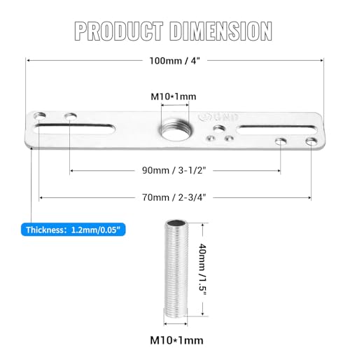 ZOWZEA 4" Ceiling Light Fixture Mounting Bracket Kit, 4Pcs Universal Lamp Crossbar Hardware Set for Chandelier & Wall Lights, Silver - Image 2