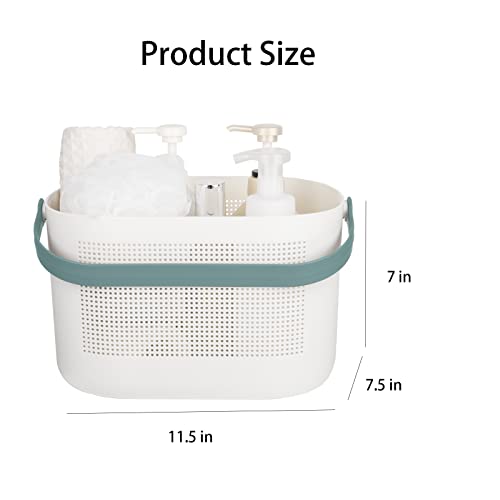 UUJOLY Plastic Storage Baskets with Handles, Shower Caddy Shelf Organizers Basket for Bathroom, Kitchen, Dorm Room, Green, 2 Pack - Image 4