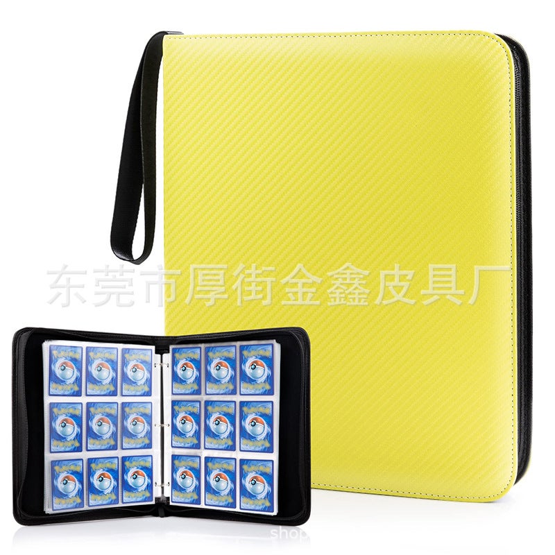 Pokemon Card Album PU Zipper Binder Collectible Portfolio Straw pattern yellow