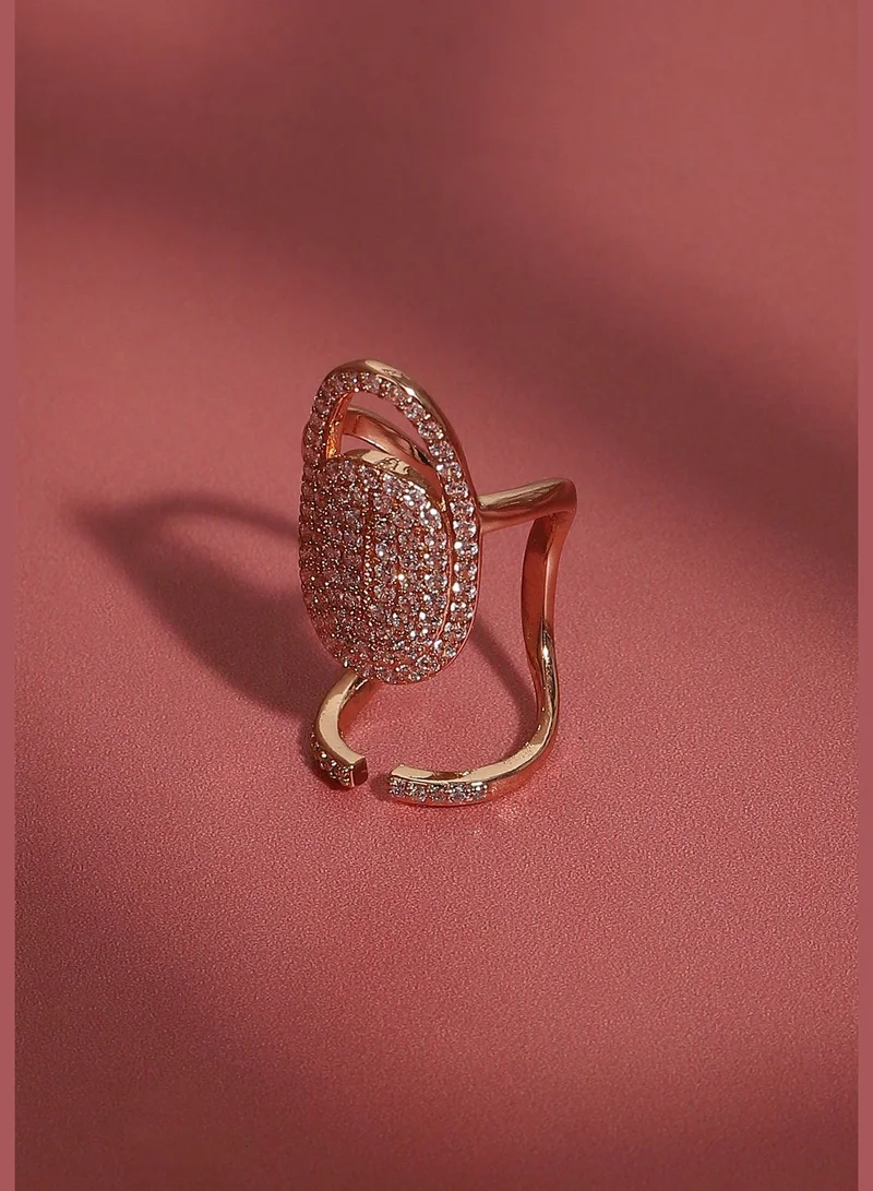 SOHI Gold Plated Designer Stone Western Wear Nail Ring For Women