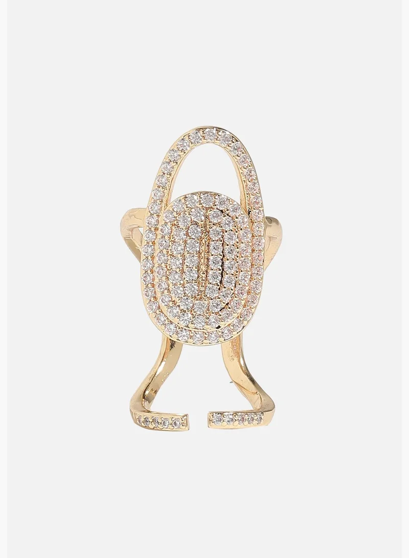 SOHI Gold Plated Designer Stone Western Wear Nail Ring For Women