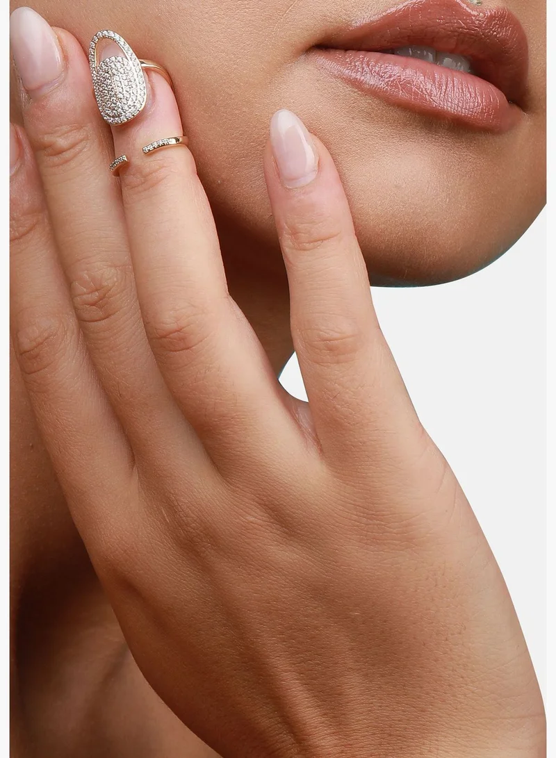 SOHI Gold Plated Designer Stone Western Wear Nail Ring For Women
