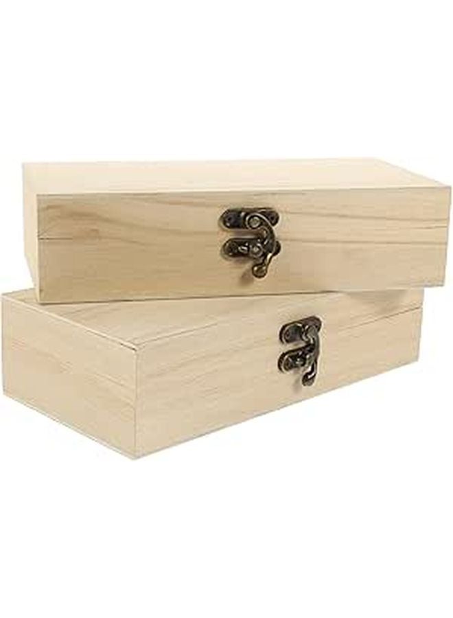 Generic 2Pcs Rectangular Wooden Trinket Box Jewelry Storage Case For ...