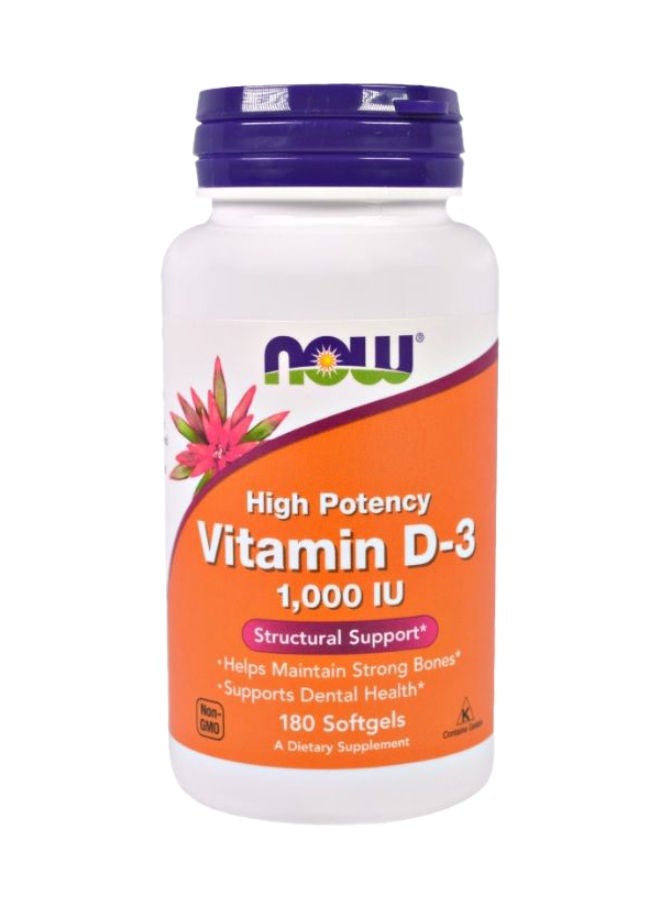 now Vitamin D-3 1000IU Softgels 180's - Image 1