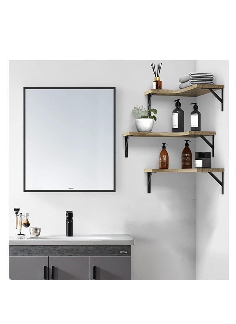 MarlaMall 3 Tier L-shaped open overhanging wall corner storage shelf, solid wood corner shelf, suitable for living room, bedroom, kitchen, bathroom, study room wall 90 degree corners, space-saving, easy to store and take out items.  - Image 5