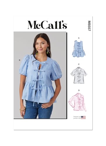 McCalls M8557AA Easy to Make Misses Tops Sewing Pattern Packet Design Code M8557 Sizes 1012141618 - Image 1