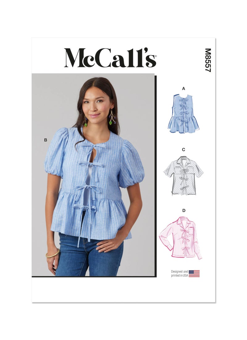 McCalls M8557AA Easy to Make Misses Tops Sewing Pattern Packet Design Code M8557 Sizes 1012141618 - Image 2