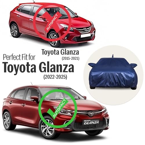 Autofact 210D SuperDuper Waterproof Car Cover for Toyota Glanza (2022 to 2025) | All-Weather Protection, UV & Heat Resistant, Windproof with Buckle Belt, Scratchproof & Dustproof, Navy Blue - Image 2