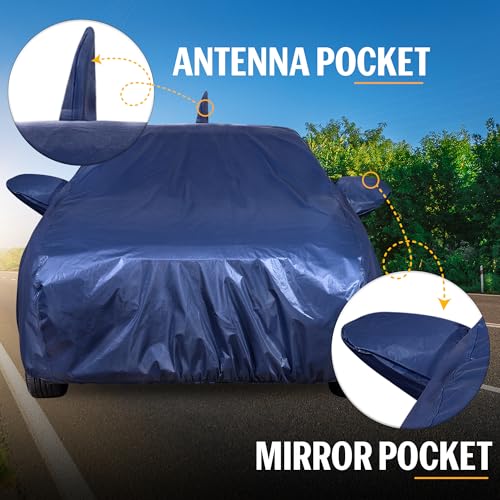 Autofact 210D SuperDuper Waterproof Car Cover for Toyota Glanza (2022 to 2025) | All-Weather Protection, UV & Heat Resistant, Windproof with Buckle Belt, Scratchproof & Dustproof, Navy Blue - Image 4