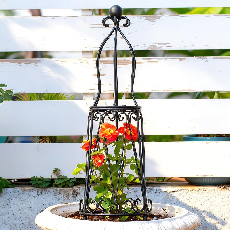 GOOOXIM Indoor Plant Trellis for Potted Plants - Plant Support & Garden Decor Obelisk for Climbing Pothos, Indoor/Outdoor Metal Trellis, 29.5" Height - Image 1