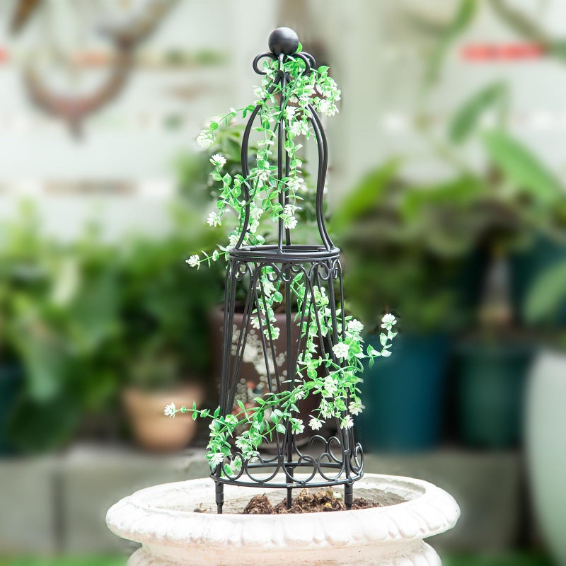 GOOOXIM Indoor Plant Trellis for Potted Plants - Plant Support & Garden Decor Obelisk for Climbing Pothos, Indoor/Outdoor Metal Trellis, 29.5" Height - Image 4