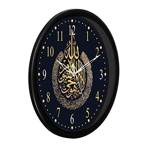 CIRCADIAN Allah Azan Plastic Design Analog Wall Clock for Home Bedroom Office Living Room Watch Antique Stylish Clocks Home Decor Black 24X24 Cm - Image 2