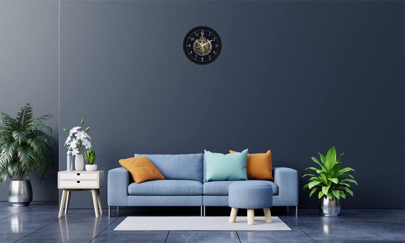 CIRCADIAN Allah Azan Plastic Design Analog Wall Clock for Home Bedroom Office Living Room Watch Antique Stylish Clocks Home Decor Black 24X24 Cm - Image 5