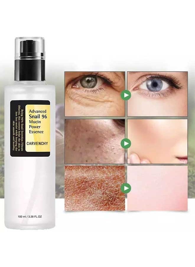 CARVENCHY - Advanced Snail 96 Mucin Essence 100ml, Soothe Damaged Skin, Repair Dark Spots, Improve Skin Vitality, Reduce Wrinkles, Replenish Skin Moisture, Suitable for All Skin Types - Image 1