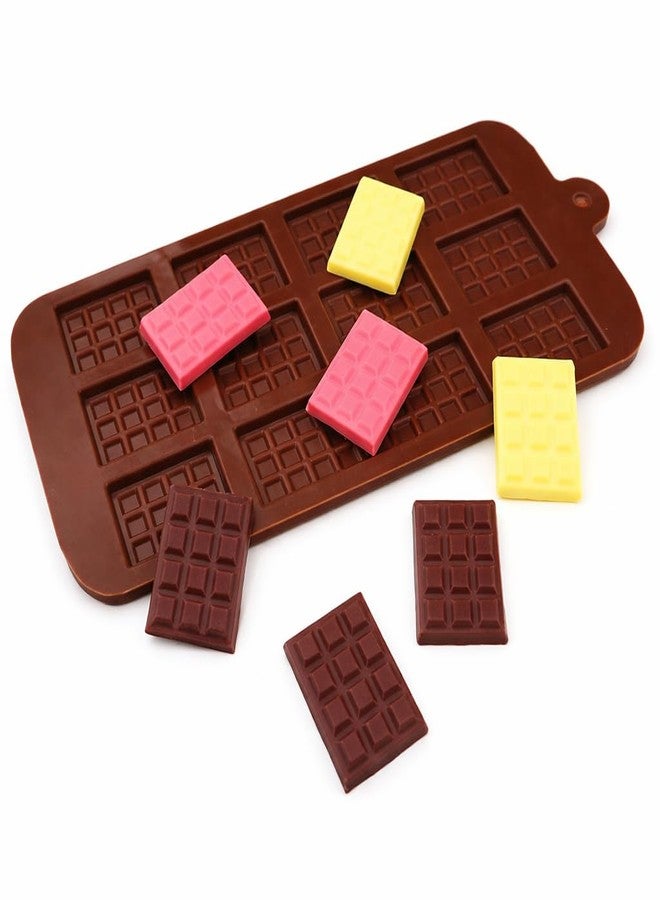 PARVLUXE Silicone Chocolate Mold Tray, 12-Cavity Mini Chocolate Bar Mould, Food Grade Flexible Baking Mold for Chocolate, Candy, Ice Cube, Jelly, DIY Dessert Making, Easy Release & Reusable (PACK - 2) - Image 2