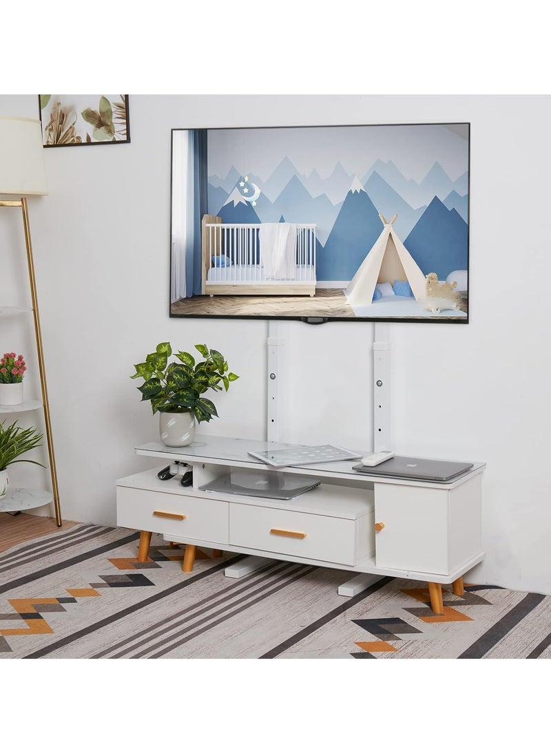 WISFOR 32-65 Inch TV Floor Bracket, Floor TV Stand with Mount Space Saving Height Adjustable Corner TV Stand Tall TV Stand for Flat Panel LED LCD Screens Holds up to 40 KG Max VESA 600x400mm White  - Image 4