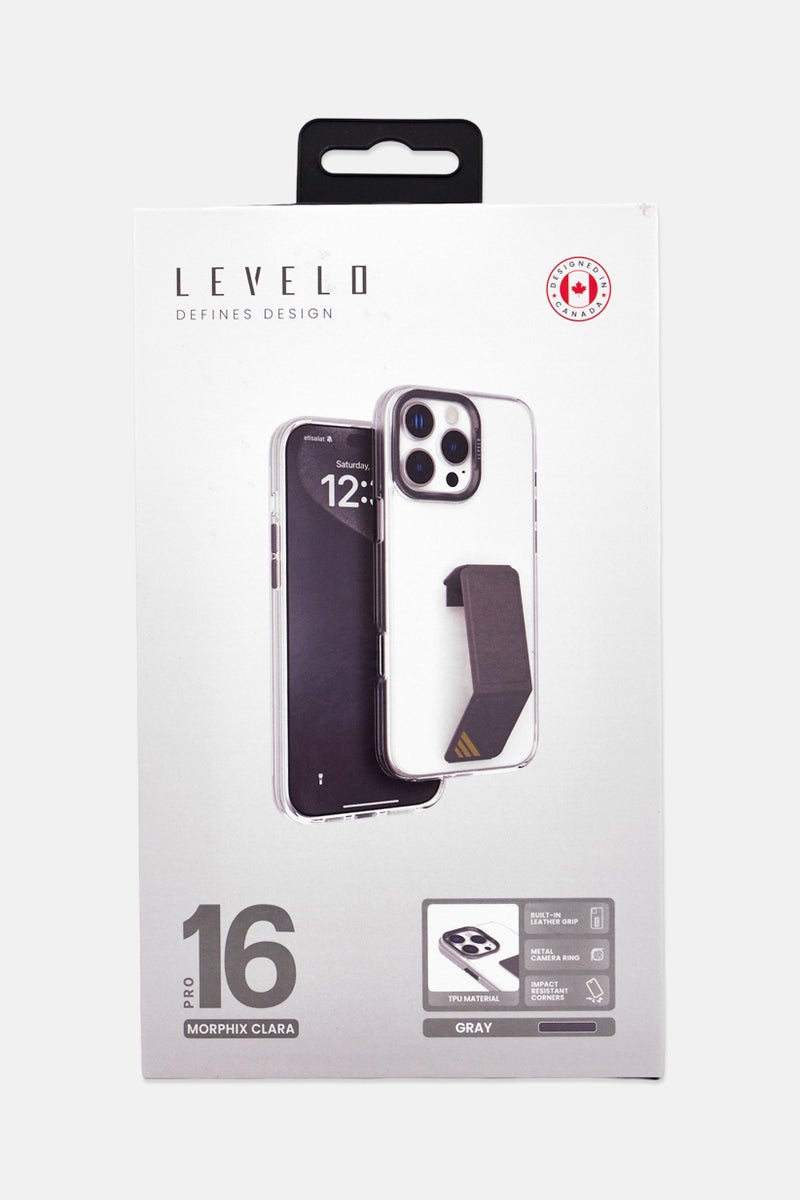 LEVELO iPhone 16 Pro Morphix Clara Grip Stand Protective Case, Transparent - Image 2