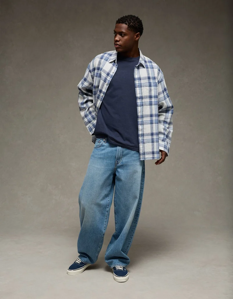 American Eagle  AE Relaxed Linen-Blend Button-Up Shirt for Men | Best Price UAE