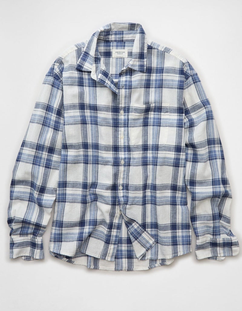 American Eagle AE Relaxed Linen-Blend Button-Up Shirt - Image 4