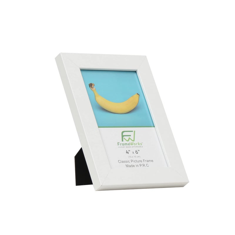 FrameWorks إطار الصورة الأطر 2 -Pack 4x6 أبيض - إطار صور كلاسيكي مع إطار صورة زجاجية مقسى مع إطار ملصق الحواف النظيفة مع إطار شهادة إنهاء أبيض غير لامع - Image 2