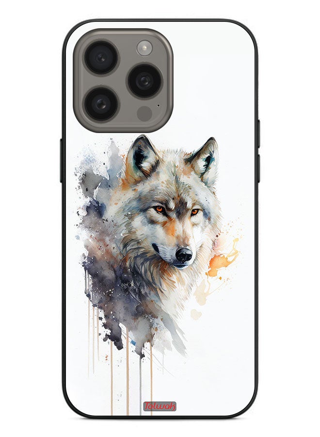 Tolwak Apple iPhone 15 Pro Max Protective Case Cover Wolf Abstract Art - Image 2