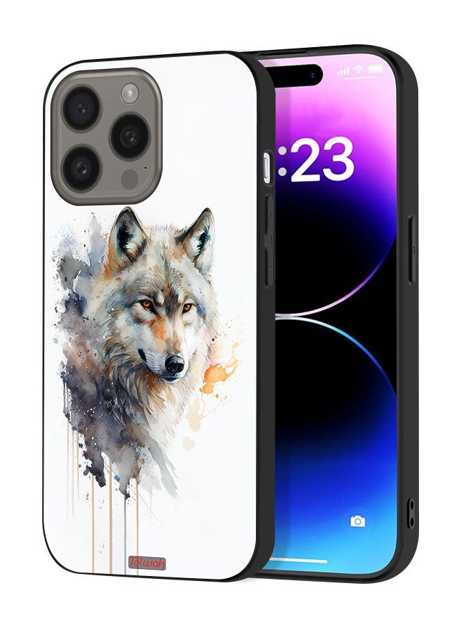 Tolwak Apple iPhone 15 Pro Max Protective Case Cover Wolf Abstract Art - Image 1