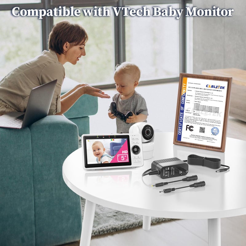 JATERSERN 5V Charger for VTech Baby Monitor Power Cord Compatible with VTech VM901 VM919HD VM919-2HD VM819 VM819-2 PU Video Baby Monitor (Not for Cam) Aadpter 5FT Cable - Image 4