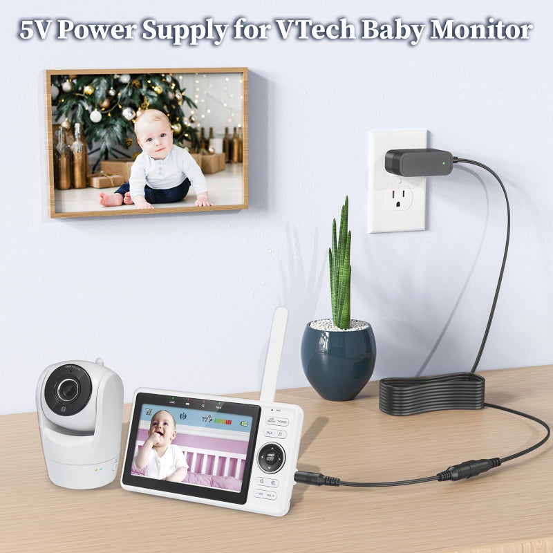 JATERSERN 5V Charger for VTech Baby Monitor Power Cord Compatible with VTech VM901 VM919HD VM919-2HD VM819 VM819-2 PU Video Baby Monitor (Not for Cam) Aadpter 5FT Cable - Image 2
