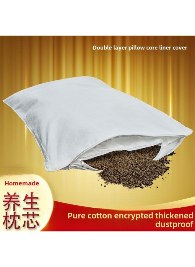Pure Cotton Pillow Inner Pillow Inner Pillow Inner Pillow Cover Pair Of Dust-proof Pillow Inner Leather Filled With Artemisia Cashmina Household Cervical Pillow-Color:Random Flower Pillowcase + Encrypted Dustproof Liner Cover-Specifications:30x50 Inner Tank Is Dustproof And Dustproof  - Image 5