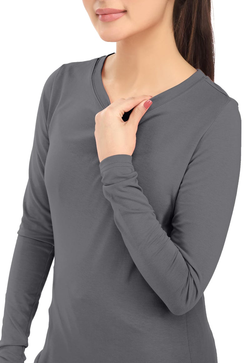 NY Threads 3 Pack Nurse Underscrub Long Sleeve Women Slim fit Under Scrub Shirt, Large, Dark Grey/Dark Grey/Dark Grey - Image 4